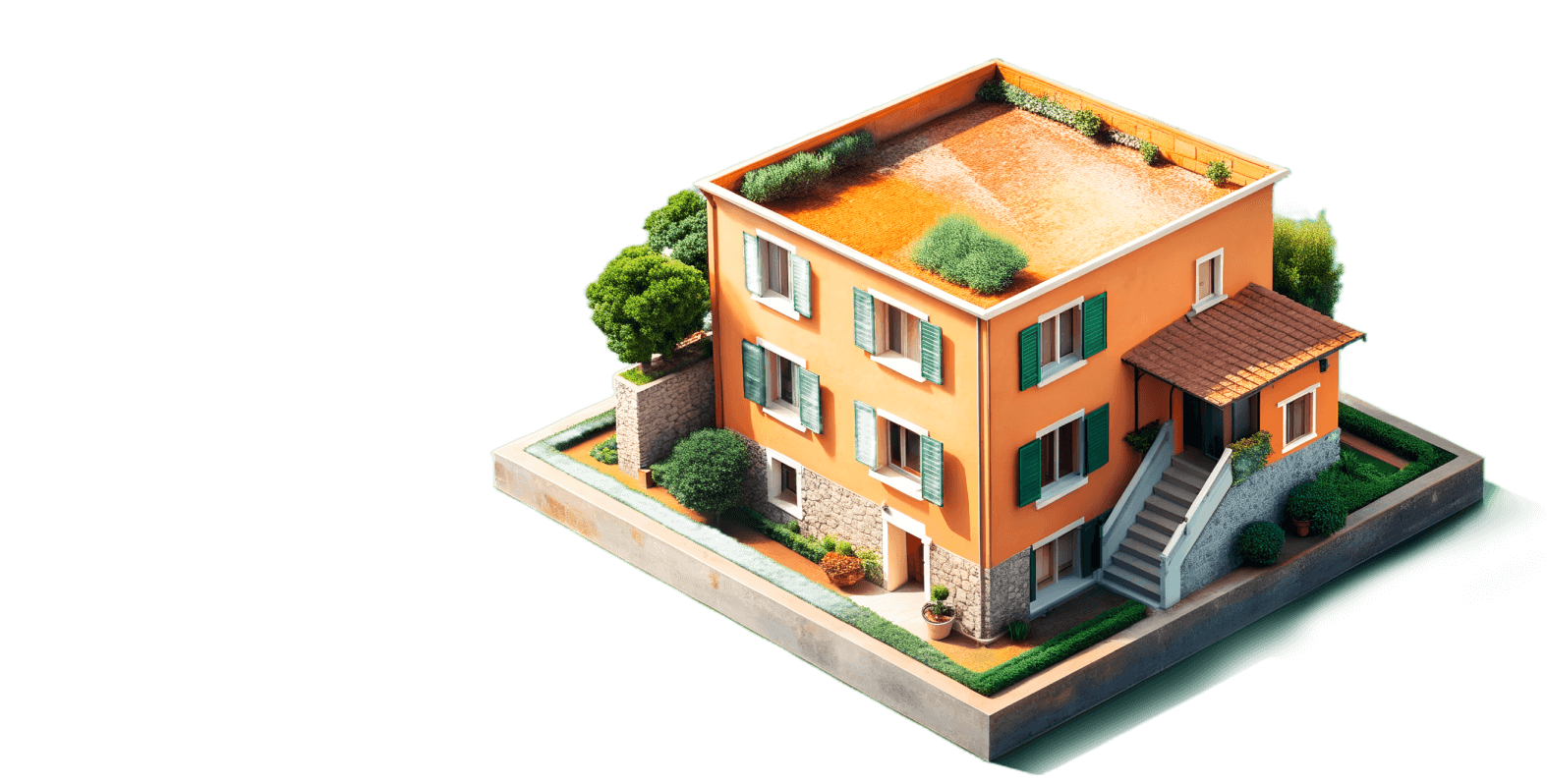 Prezentowana izometrycznie willa - obraz wygenerowany za pomocą narzędzi generatywnych AI